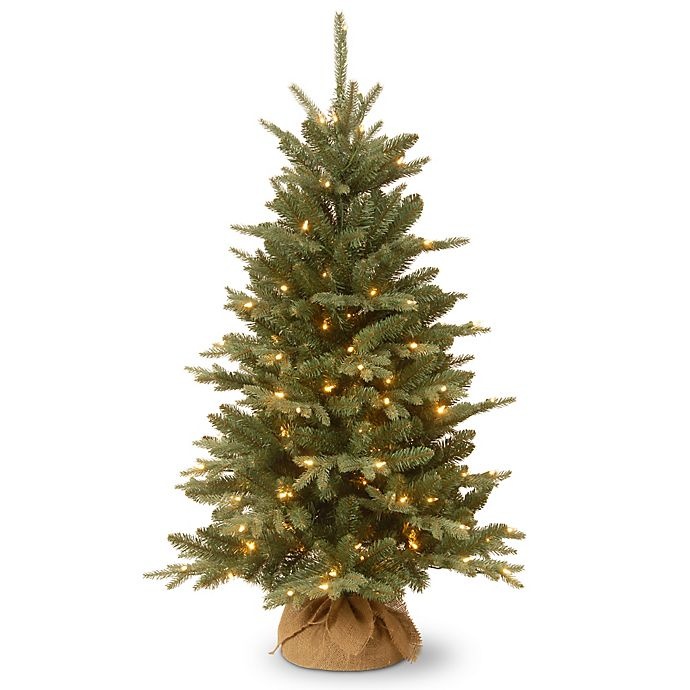 slide 1 of 1, National Tree Company National Tree Everyday Burlap Pre-Lit Christmas Tree with Clear Lights, 4 ft