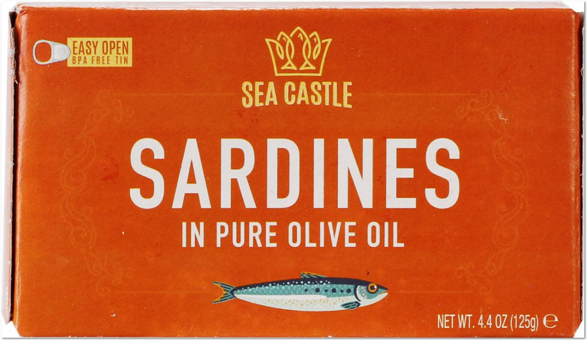 slide 1 of 1, Sea Castle Sardines In Pure Olive Oil, 3.475 oz