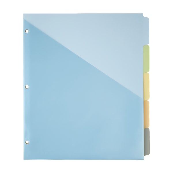 slide 1 of 2, Office Depot Brand Single-Pocket Write-On Dividers, 5 Tab, 8 1/2'' X 11'', Assorted Colors, 1 ct