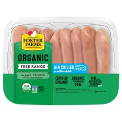 Foster Farms Organic Free Range Boneless Skinless Chicken Breast Tenders, 1 pk