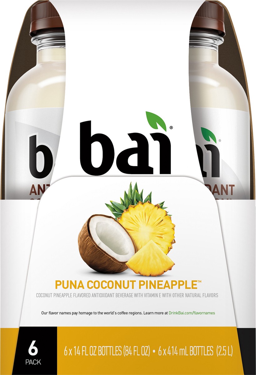 slide 4 of 11, Bai Cocofusions Puna Coconut Pineapple, Antioxidant Infused Beverage, 14 Fl Oz Bottles, 6 Pack, 1 ct