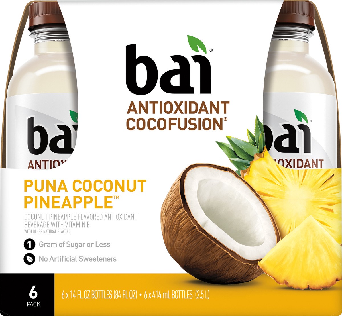 slide 5 of 11, Bai Cocofusions Puna Coconut Pineapple, Antioxidant Infused Beverage, 14 Fl Oz Bottles, 6 Pack, 1 ct