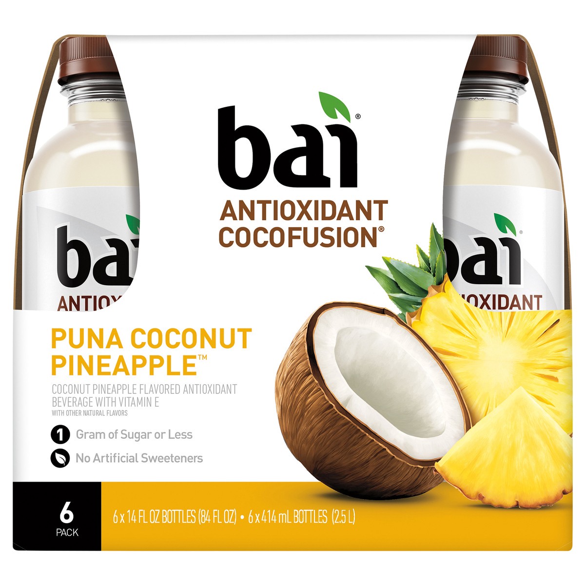 slide 1 of 11, Bai Cocofusions Puna Coconut Pineapple, Antioxidant Infused Beverage, 14 Fl Oz Bottles, 6 Pack, 1 ct