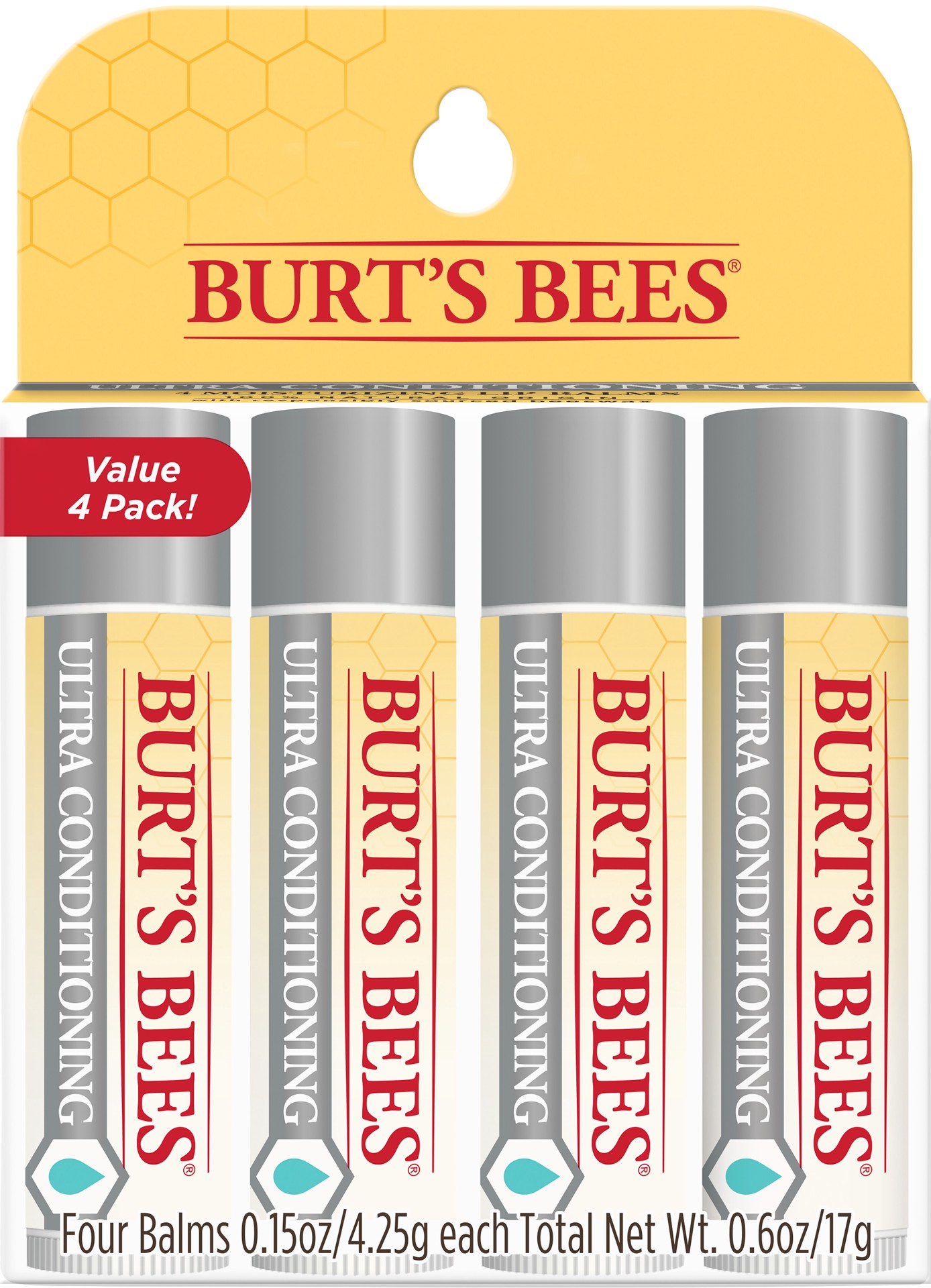 slide 1 of 22, Burt's Bees 100% Natural Origin Moisturizing Lip Balm, 4 Ct, 4 ct