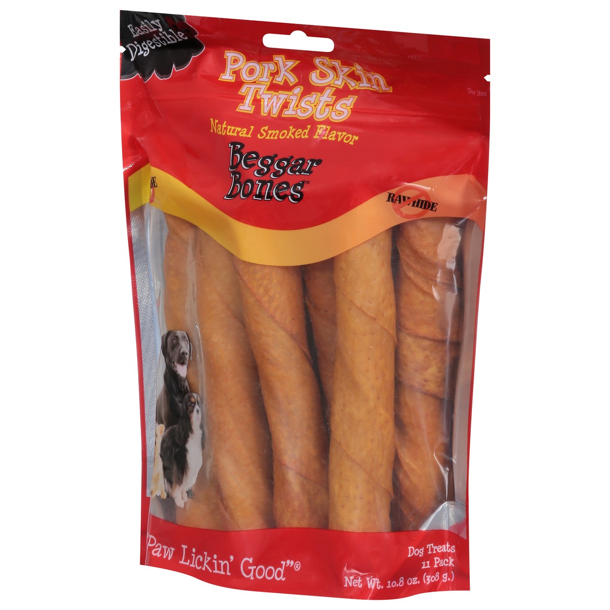 slide 6 of 9, Beggar Bones Pork Skin Twists Dog Treats 11 pack 11 ea, 11 ct