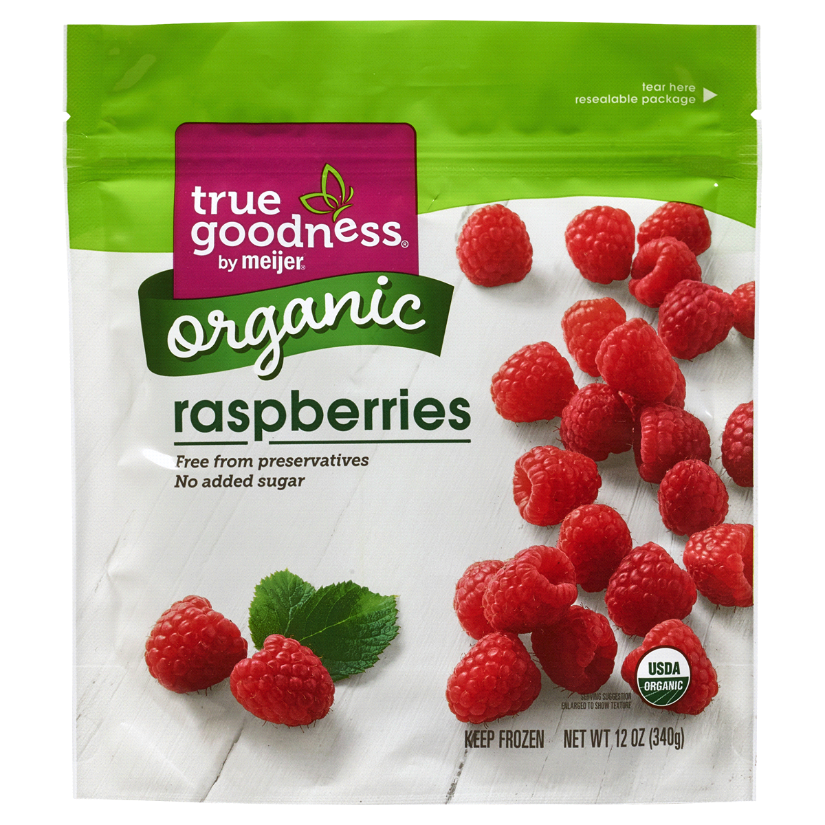 slide 1 of 5, True Goodness Organic Frozen Raspberries, 12 oz