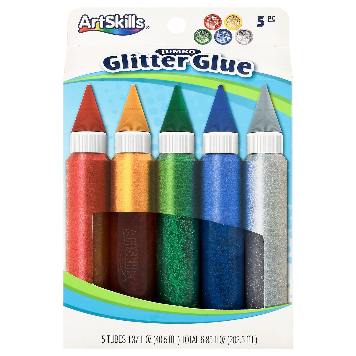 slide 1 of 1, ArtSkills Jumbo Glitter Glue Tubes 5 - 1.37 fl oz, 5 ct