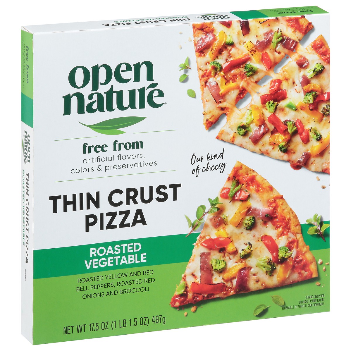 slide 13 of 13, Opn Nat Pizza Roasted Vegetable Thn Crst, 17.5 oz