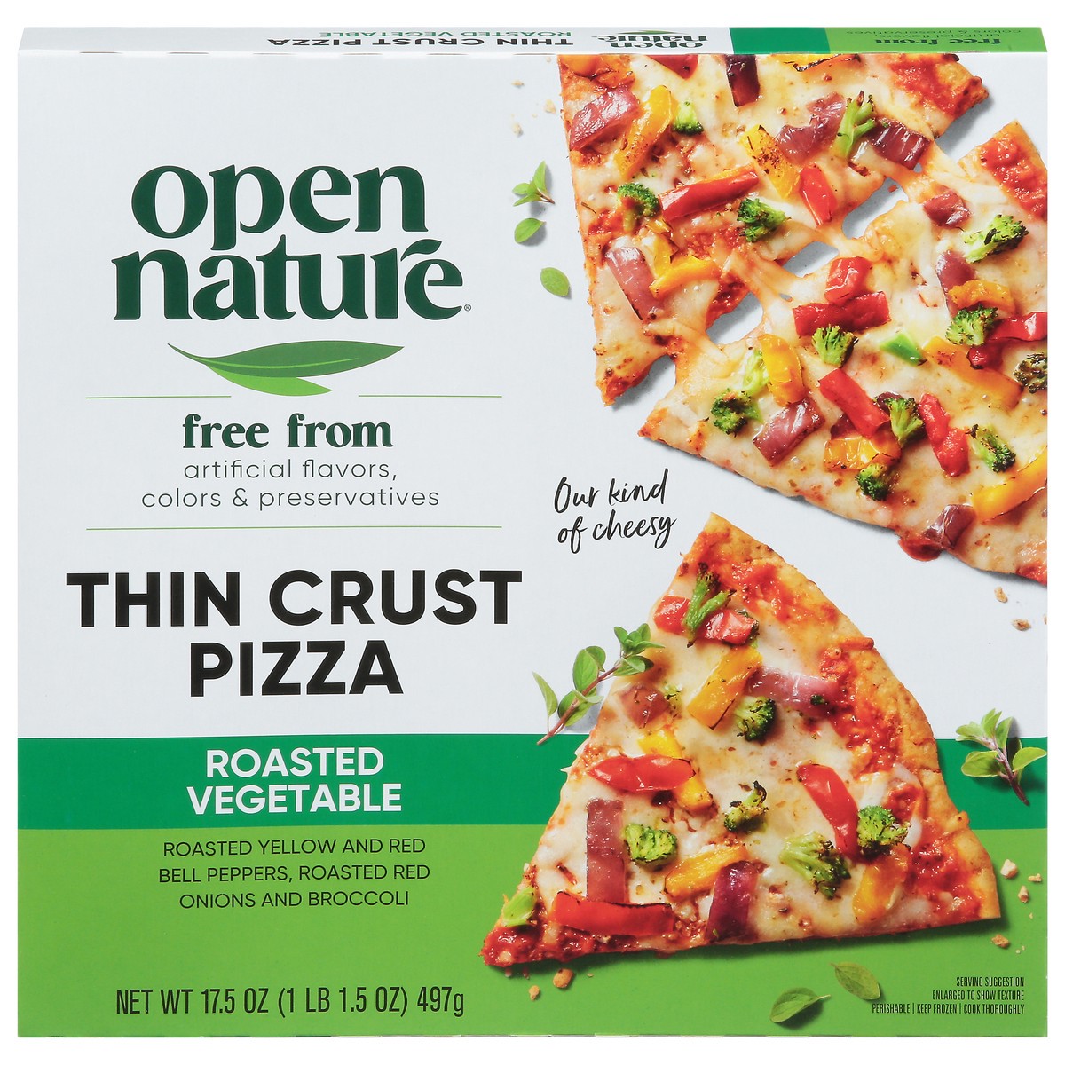 slide 1 of 13, Opn Nat Pizza Roasted Vegetable Thn Crst, 17.5 oz