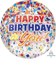 Aerial Bouquets Balloon Happy Birthday Clear Confetti