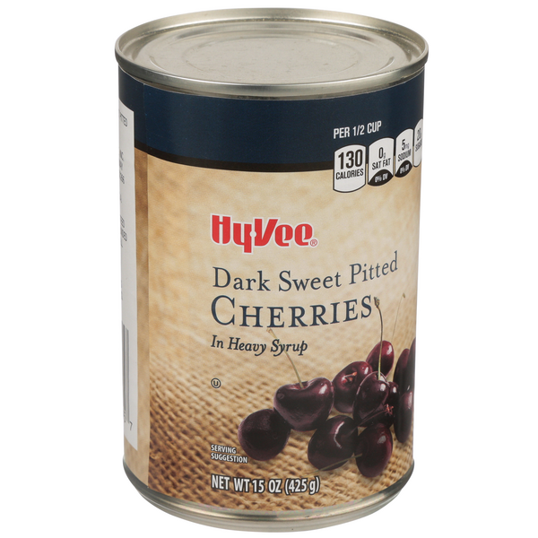 slide 1 of 1, Hy-vee Dark Sweet Pitted Cherries In Heavy Syrup - 15 oz, 15 oz