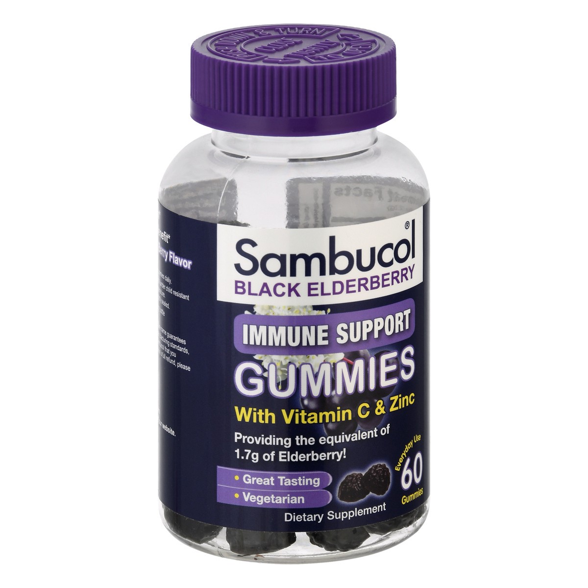 slide 8 of 9, Sambucol Black Elderberry Immune Support Gummies with Vitamin C and Zinc, 60 ct