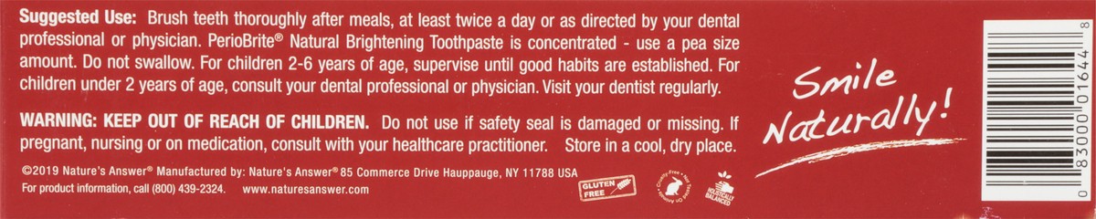 slide 2 of 9, Nature's Answer PerioBrite Fluoride-Free Cinnamint Toothpaste with Xylitol 4 oz, 4 oz