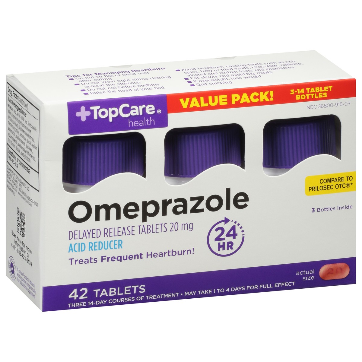 slide 7 of 9, TopCare Acid Relief Omeprazole, Delay Release Tablets-Topcare, 3 ct