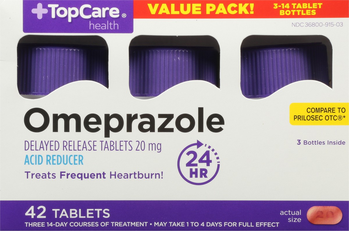 slide 5 of 9, TopCare Acid Relief Omeprazole, Delay Release Tablets-Topcare, 3 ct