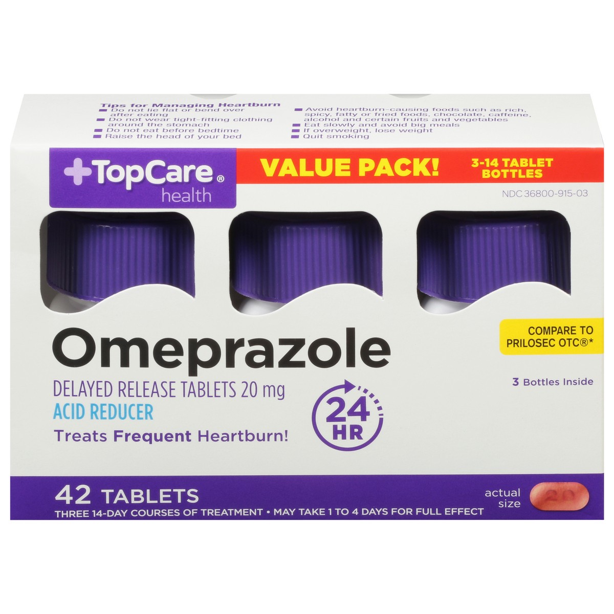 slide 1 of 9, TopCare Acid Relief Omeprazole, Delay Release Tablets-Topcare, 3 ct