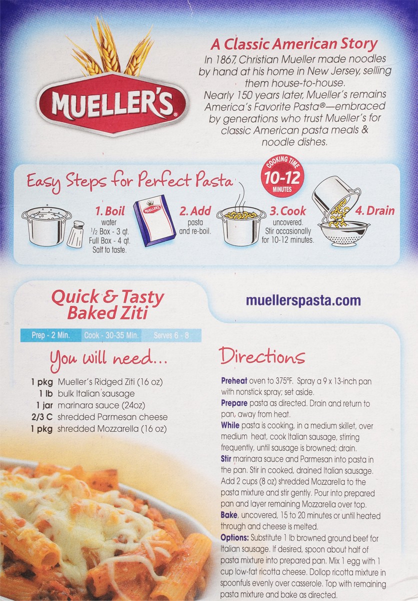 slide 2 of 11, Mueller's Ridged Ziti 16 oz, 16 oz