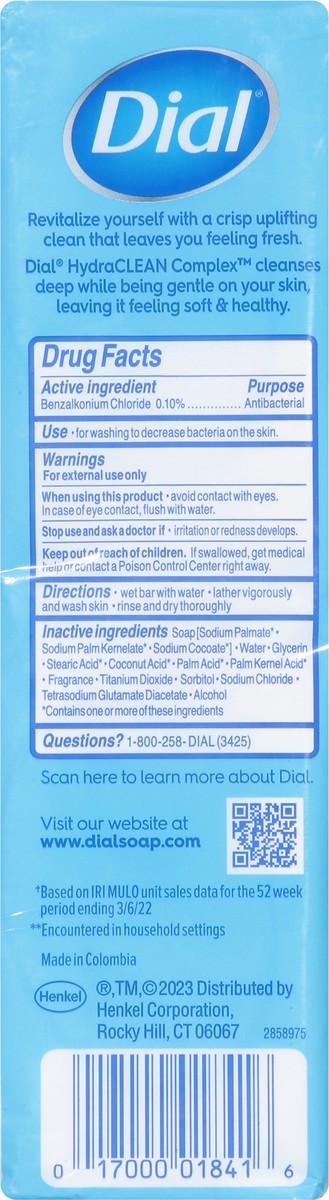 slide 8 of 9, Dial Hydraclean Complex Antibacterial Refresh & Renew Spring Water Deodorant Bar Soap 8 - 4 oz Bars, 8 ct