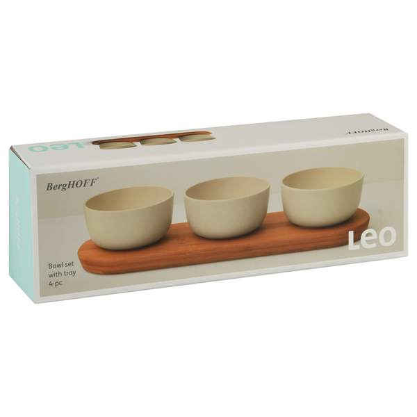 slide 1 of 1, Berghoff Leo Bamboo Serving Bowls Set With Tray, 9Oz Each, White, 1 ct