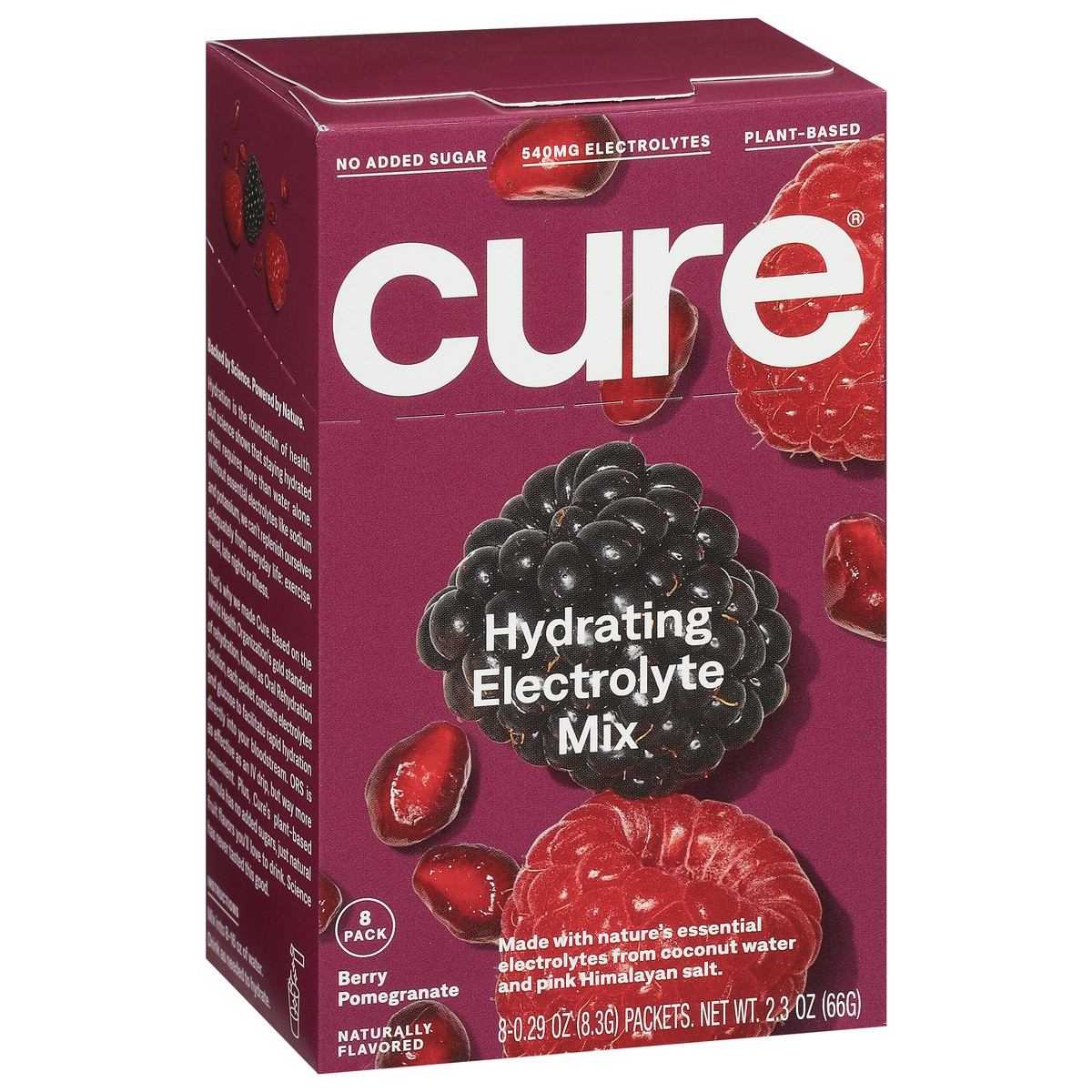 slide 3 of 11, CÜRE Hydrating Berry Pomegranate Electrolyte Drink Mix 8 - 0.29 oz Packets, 8 ct