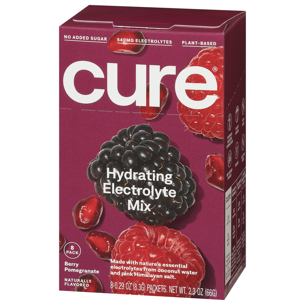 slide 9 of 11, CÜRE Hydrating Berry Pomegranate Electrolyte Drink Mix 8 - 0.29 oz Packets, 8 ct