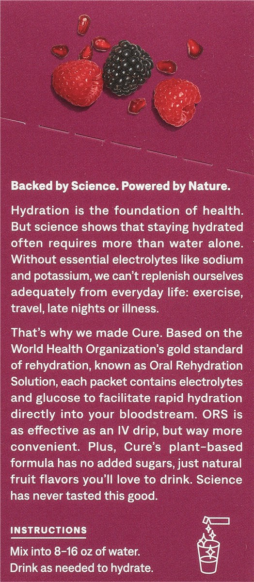 slide 6 of 11, CÜRE Hydrating Berry Pomegranate Electrolyte Drink Mix 8 - 0.29 oz Packets, 8 ct