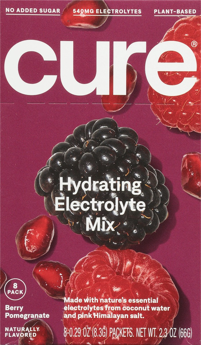slide 4 of 11, CÜRE Hydrating Berry Pomegranate Electrolyte Drink Mix 8 - 0.29 oz Packets, 8 ct