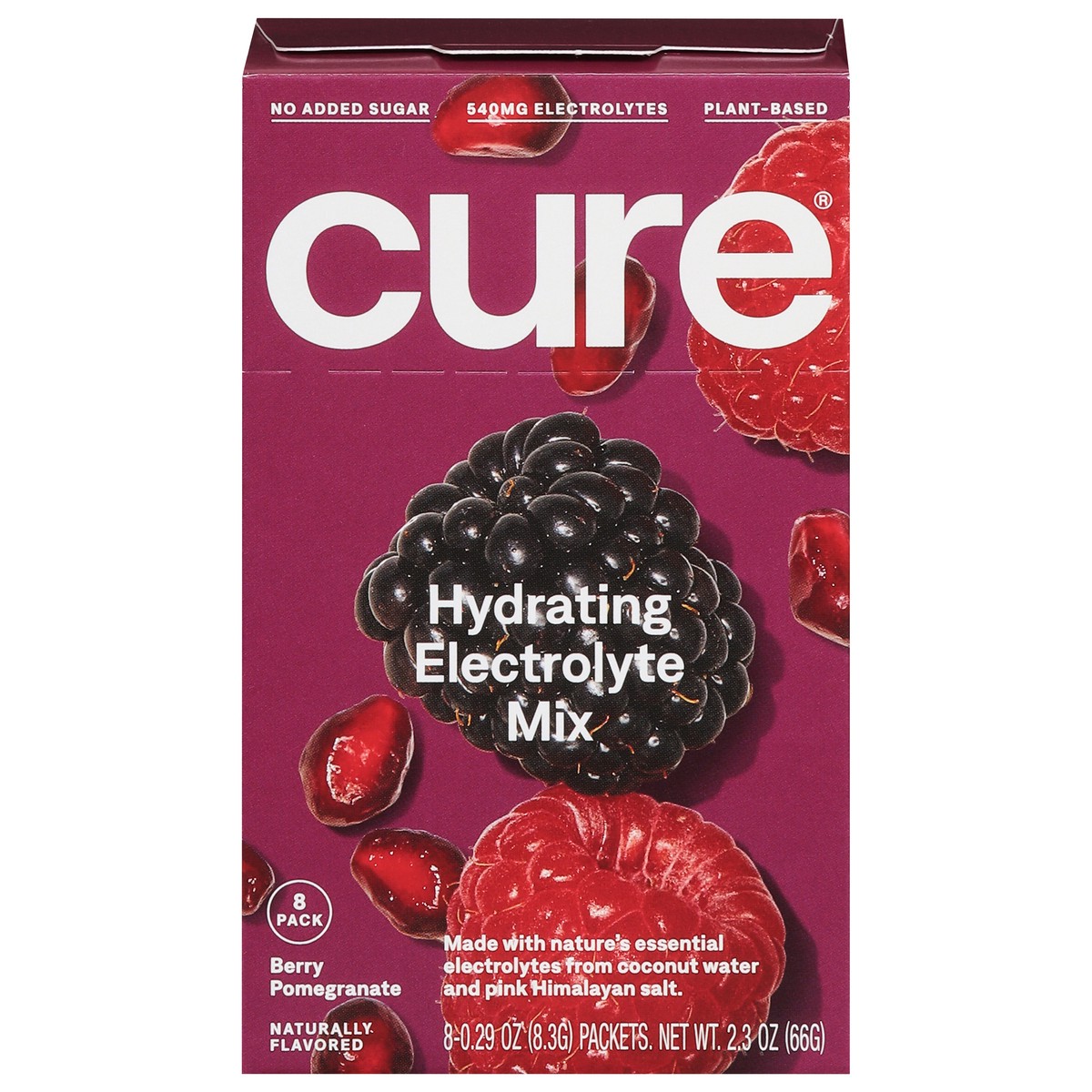 slide 1 of 11, CÜRE Hydrating Berry Pomegranate Electrolyte Drink Mix 8 - 0.29 oz Packets, 8 ct