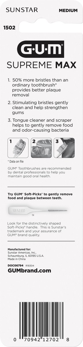 slide 2 of 4, G-U-M Supreme Max Medium Toothbrushes 2 ea, 2 ct