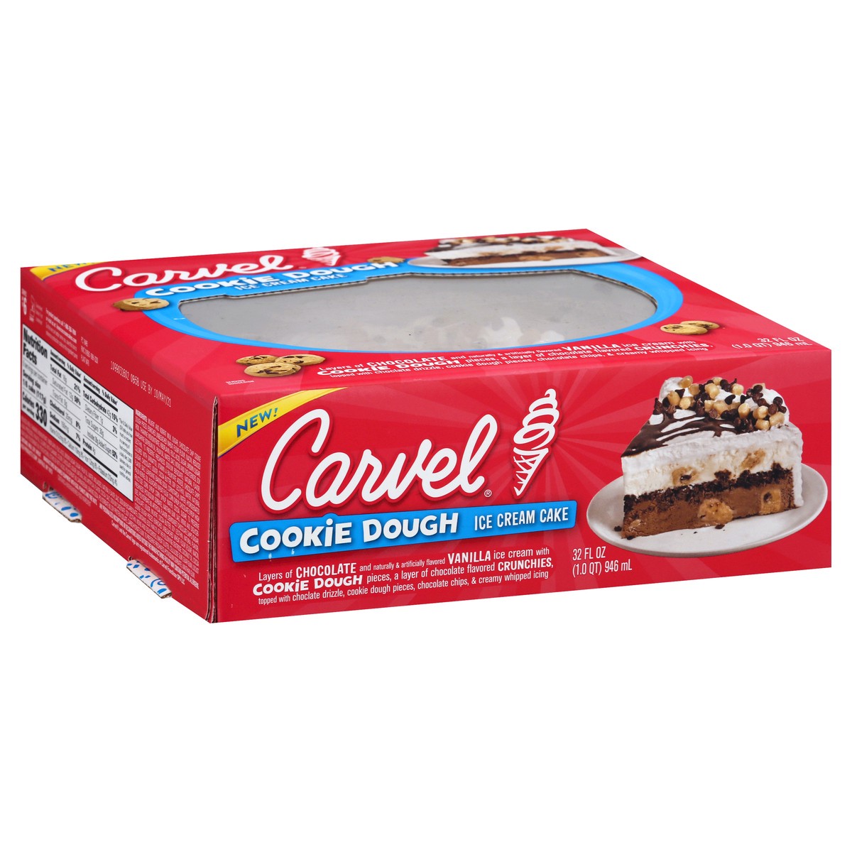 slide 3 of 9, Carvel Cookie Dough Ice Cream Cake 32 fl oz, 32 fl oz