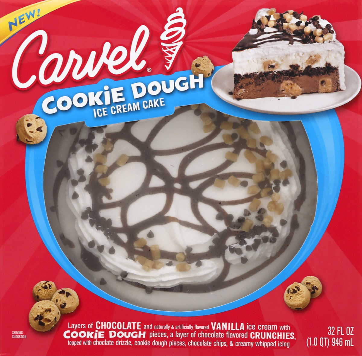 slide 5 of 9, Carvel Cookie Dough Ice Cream Cake 32 fl oz, 32 fl oz