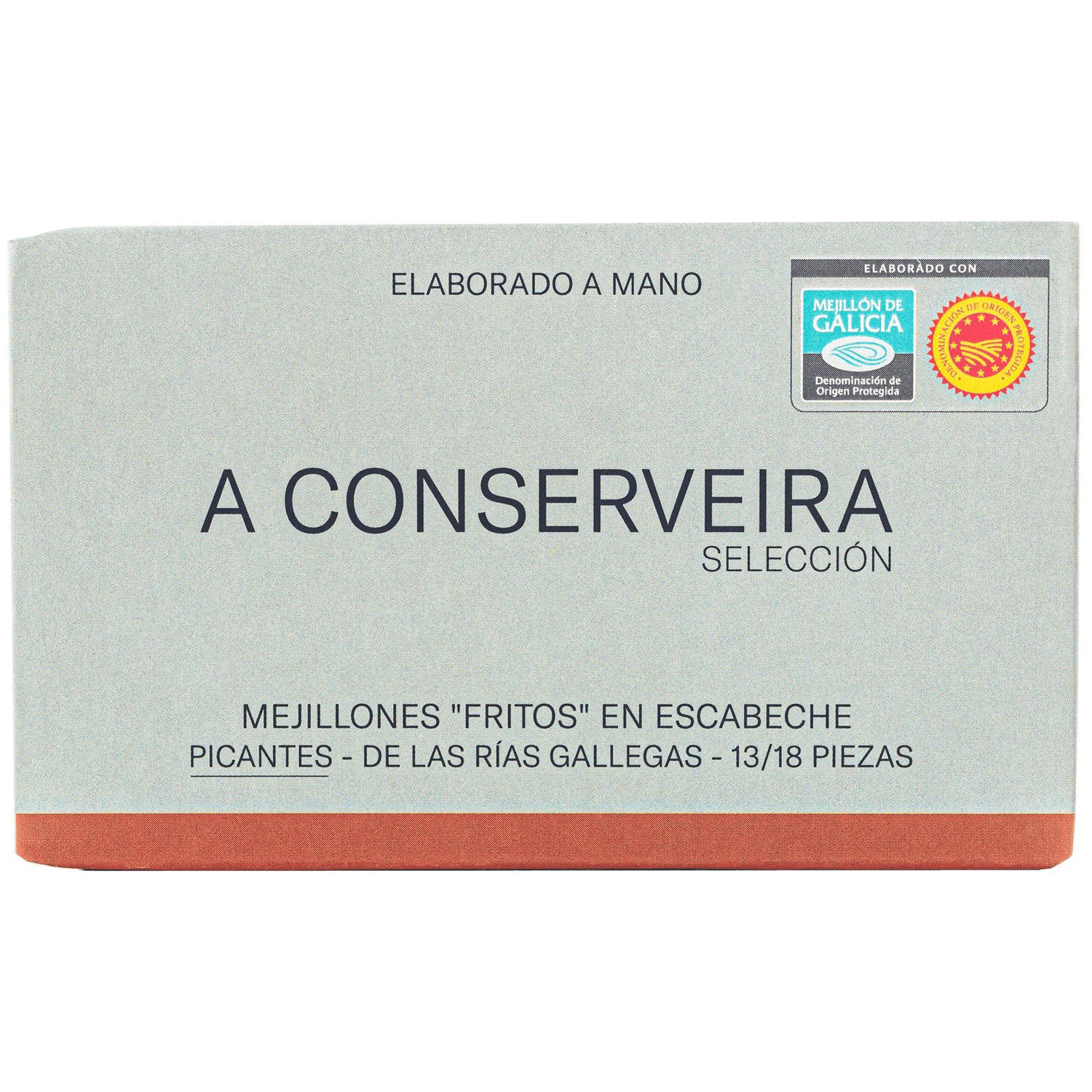 slide 1 of 1, A Conserveira Fried Mussels in Spicy Escabeche, 4.23 oz