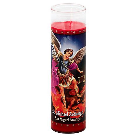 slide 1 of 1, St Jude Candle St Michael Archangel Red Wax - EA, 1 ct