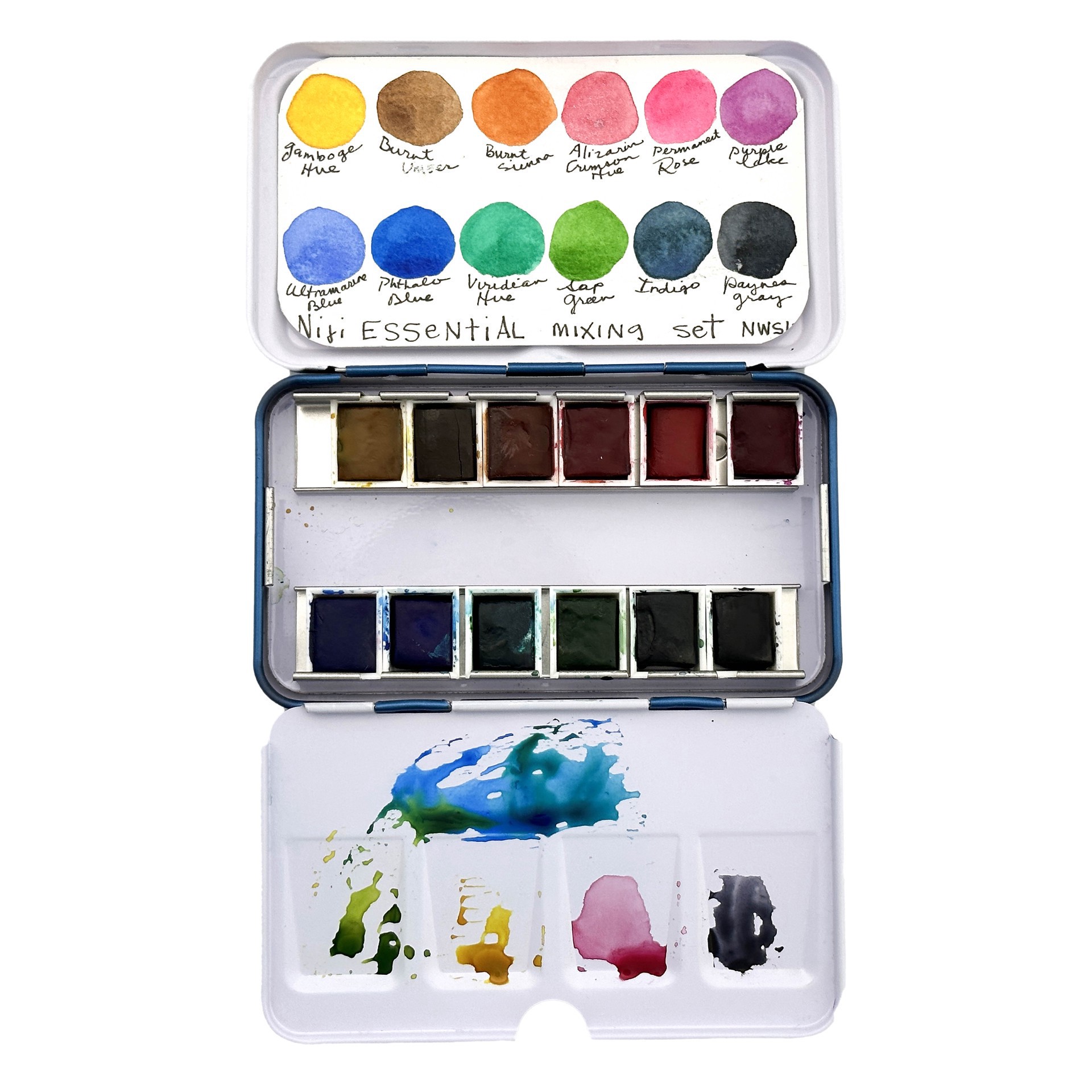 slide 7 of 8, Niji Artist Watercolors Essential Set, includes 12 assorted colors
