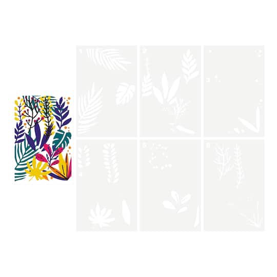 slide 1 of 3, Tropical Foliage Layering Stencils By Recollections, 4 in x 6 in