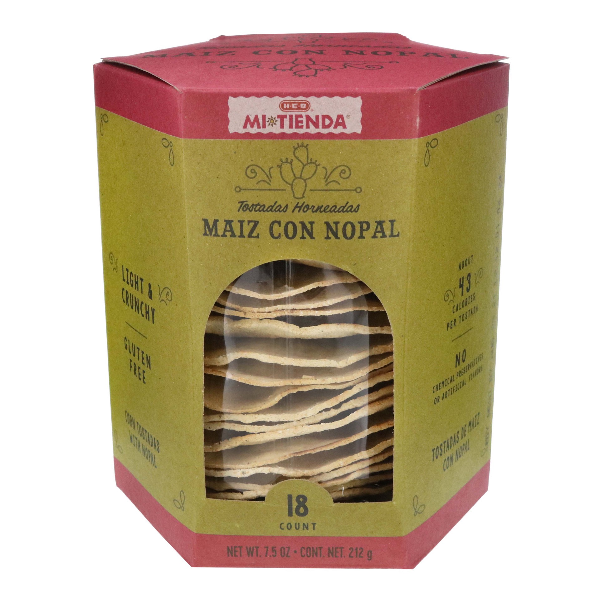 slide 1 of 1, Mi Tienda Corn with Nopal Baked Tostadas, 18 ct