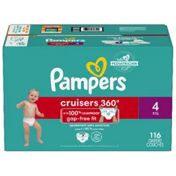 Pampers Cruisers 360 Pull-On Diapers, Size 4 (22-37 lbs), 116 Count, Babyproof up to 100% leakproof diaper