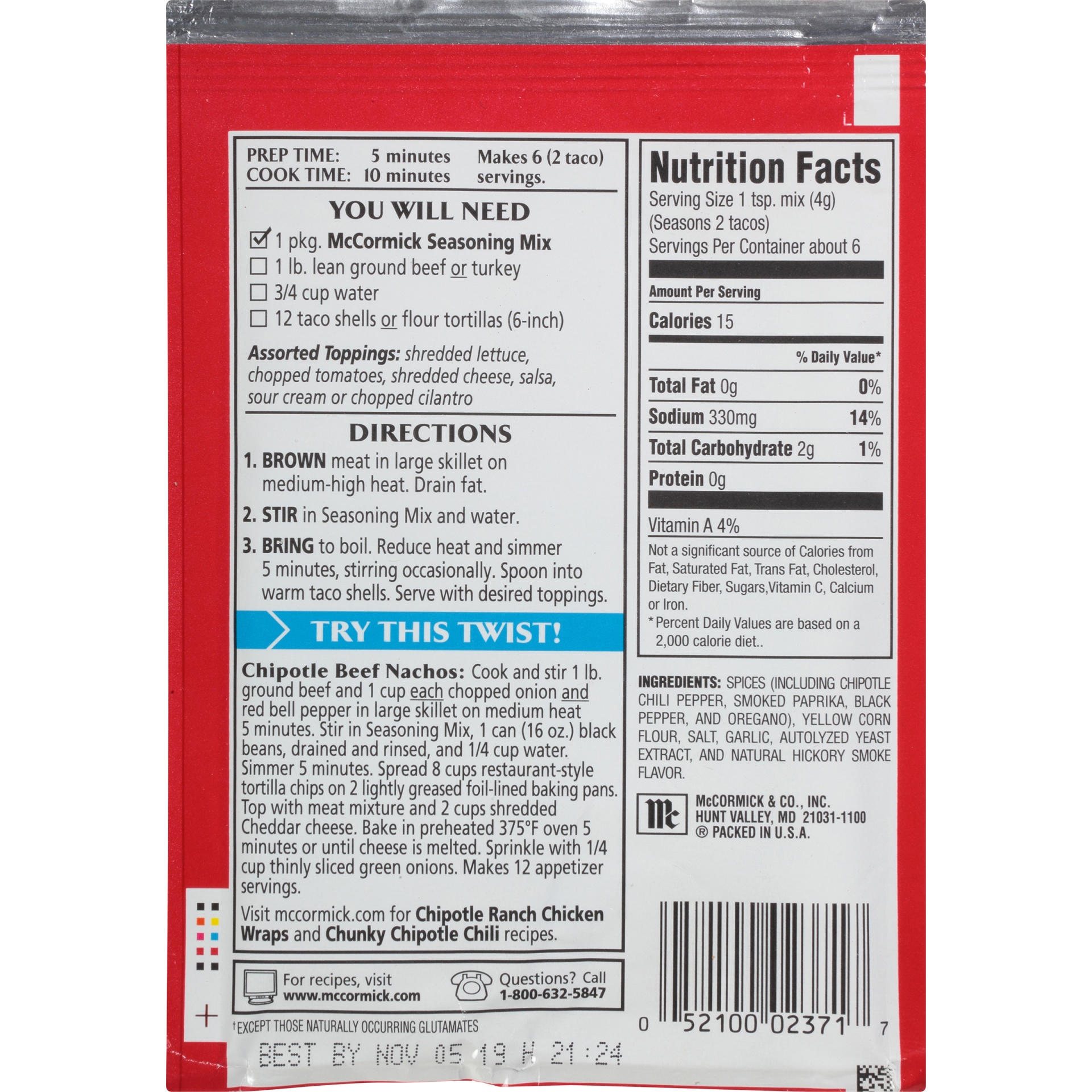 McCormick Chipotle Taco Seasoning 0.87 oz Shipt