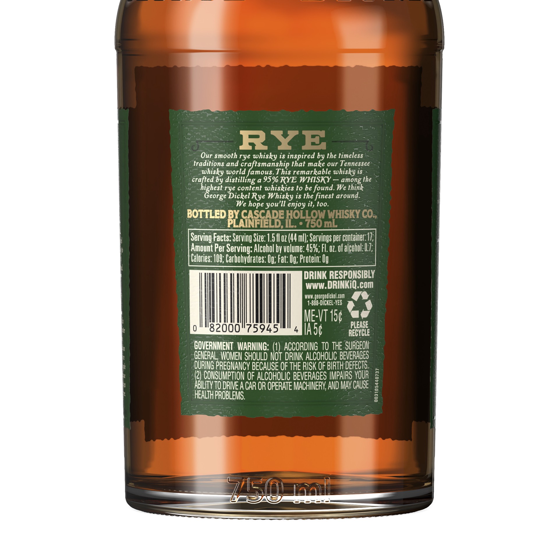 slide 3 of 4, George Dickel Rye Whisky, 750 mL, 750 ml