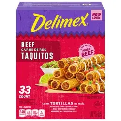 Delimex Beef Taquitos Frozen Snacks, 33 ct Box