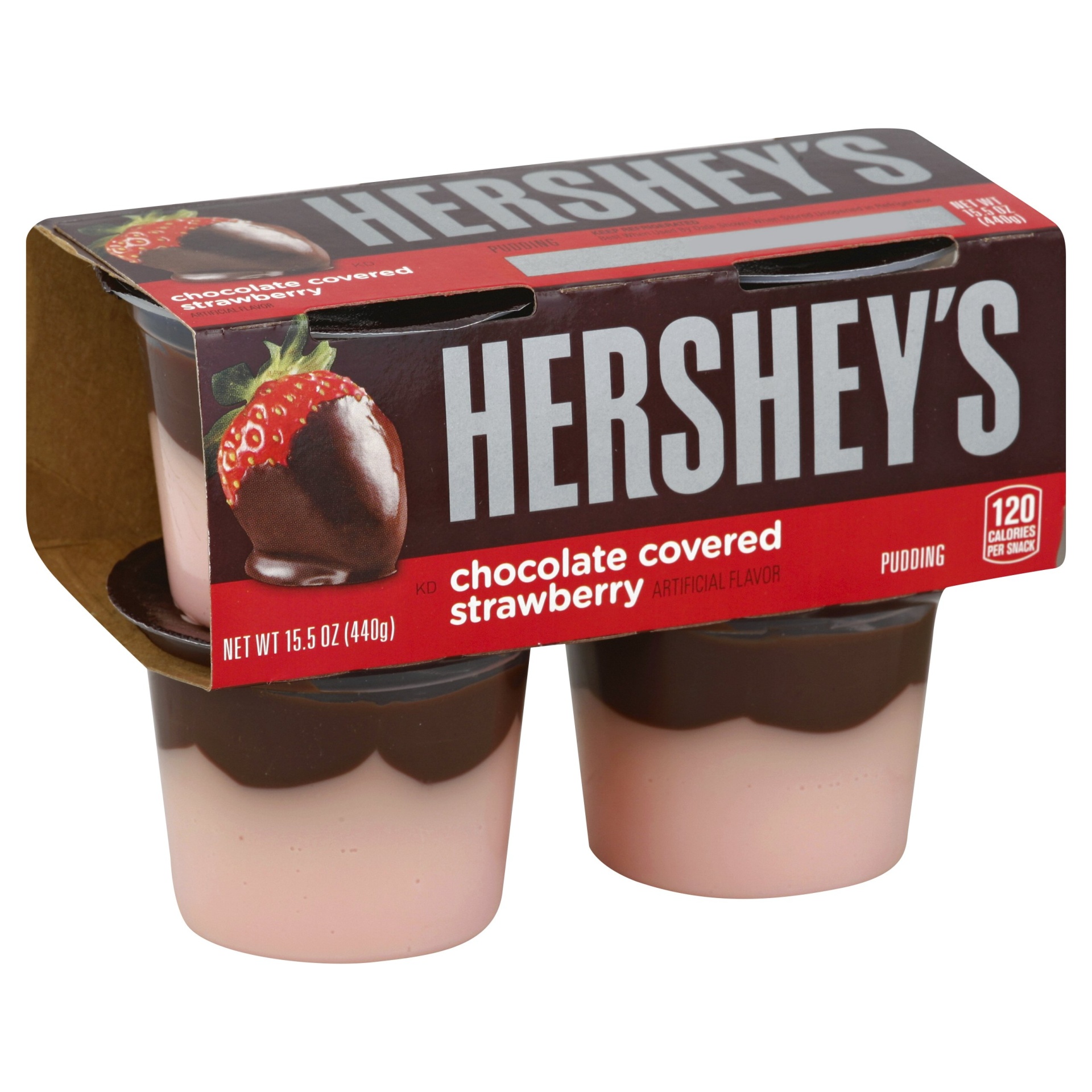 slide 1 of 8, Hershey's Chocolate Covered Strawberry Pudding, 4 ct; 15.5 oz