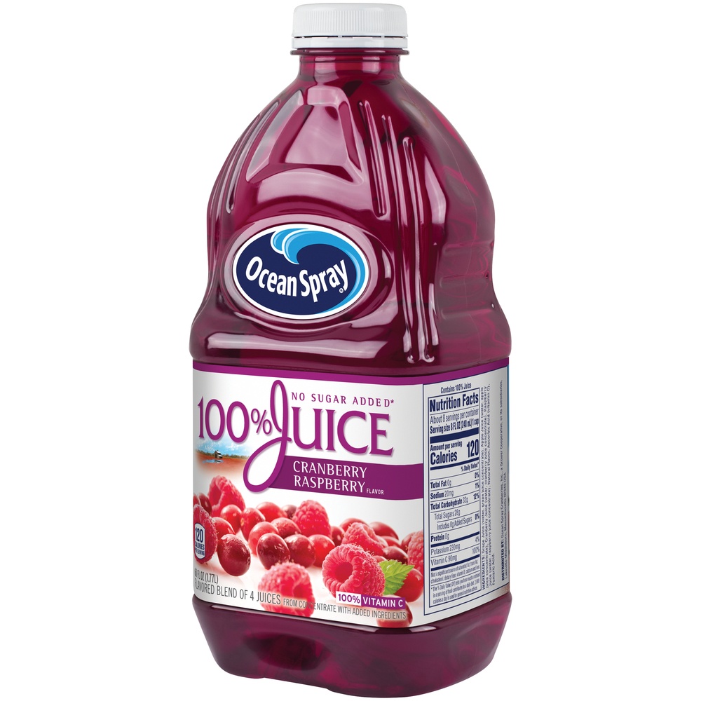 slide 3 of 5, Ocean Spray 100% Cranberry & Raspberry Juice, 60 fl oz