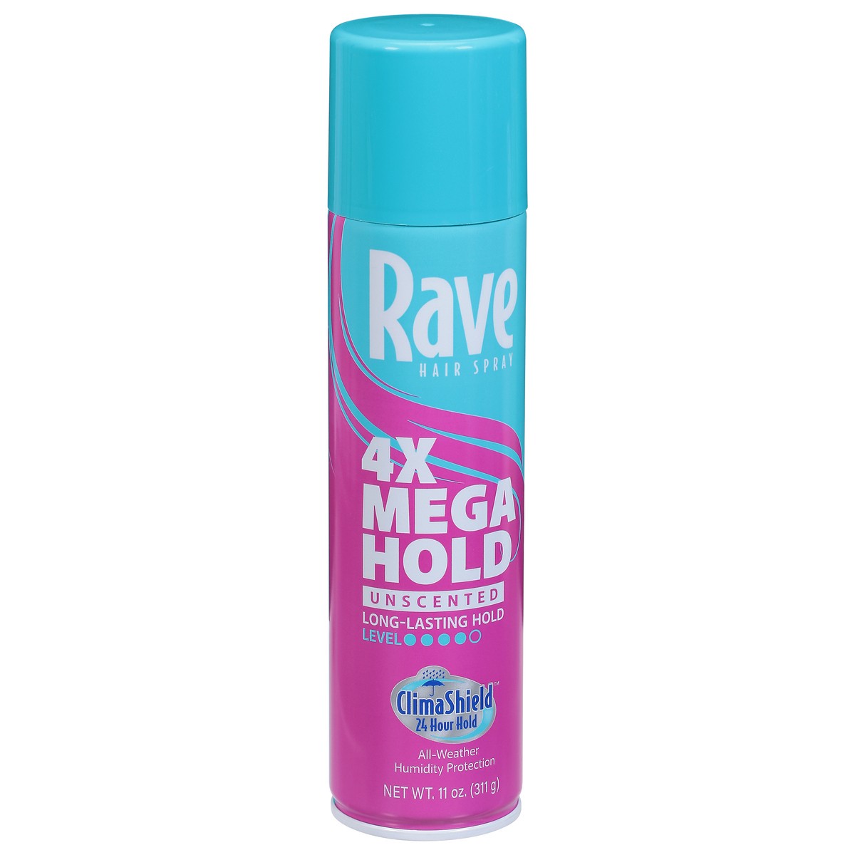 slide 9 of 9, Rave 4x Mega Hold Unscented Hair Spray 11 oz, 11 oz