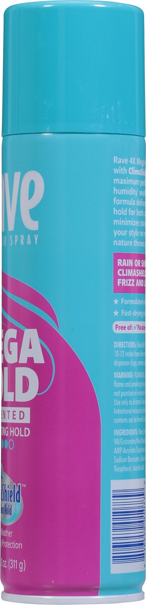 slide 7 of 9, Rave 4x Mega Hold Unscented Hair Spray 11 oz, 11 oz