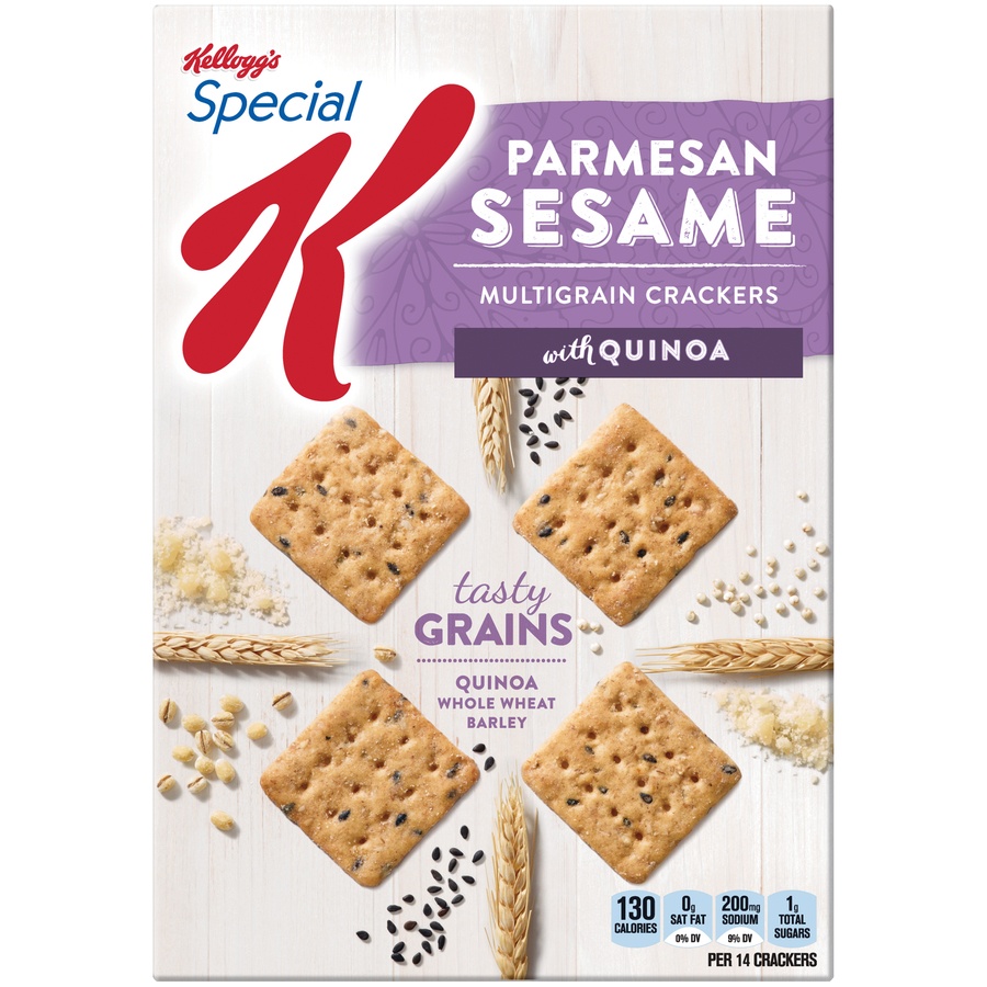 slide 1 of 1, Special K Parmesan Sesame Multigrain Crackers, 8 oz