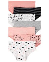Carter's Toddler 7-Pack Brief Stretch Cotton Undies Black/White/Pink 2-3
