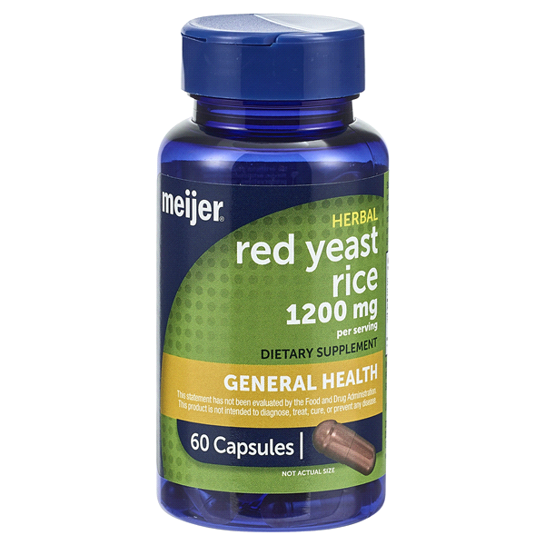 slide 1 of 1, Meijer Herbal Red Yeast Rice, 60 Capsules, 1200 mg