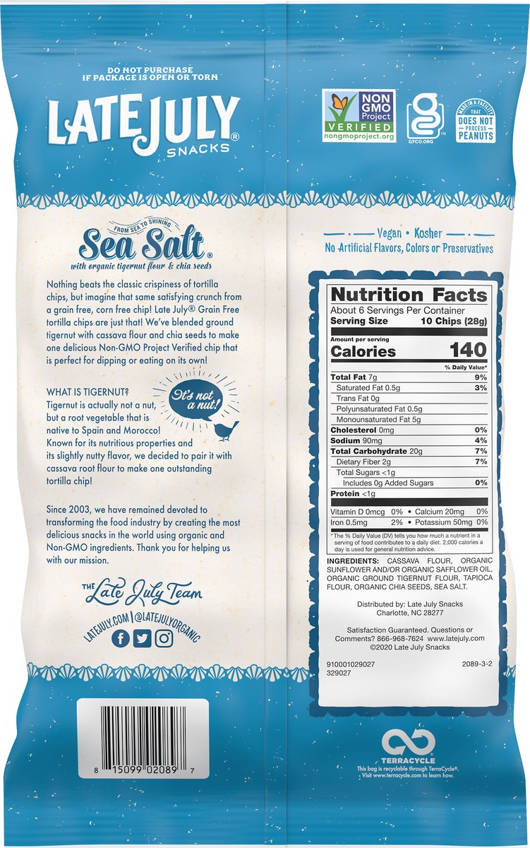 slide 9 of 13, Late July No Grain Sea Salt Chips - 5.5 Oz, 5.5 oz