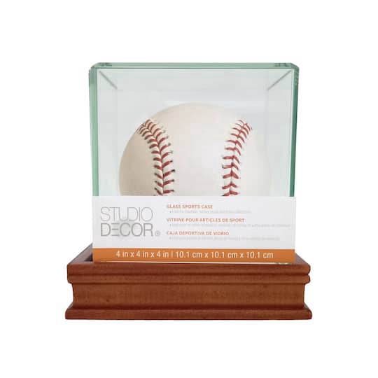 slide 1 of 3, Deluxe Baseball Display Case By Studio Decor, 4.65 in x 4.65 in x 5.43 in