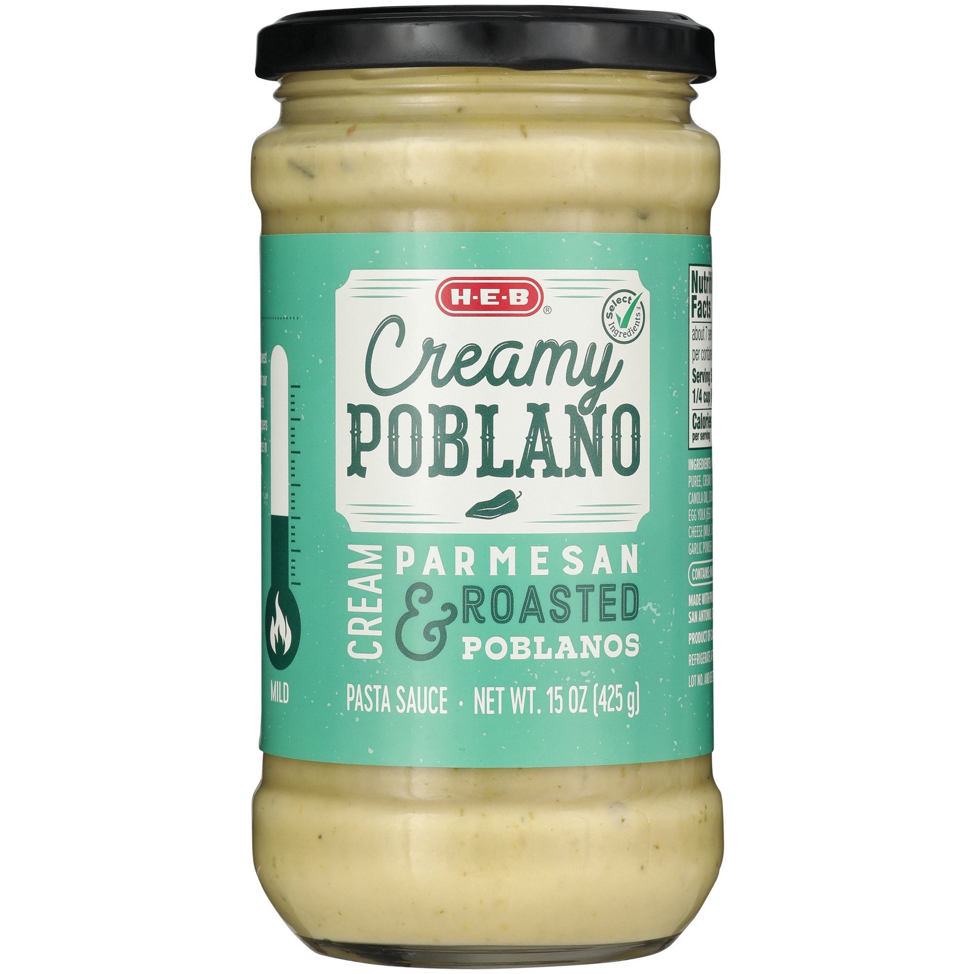 slide 1 of 1, H-E-B Creamy Poblano Pasta Sauce, 15 oz